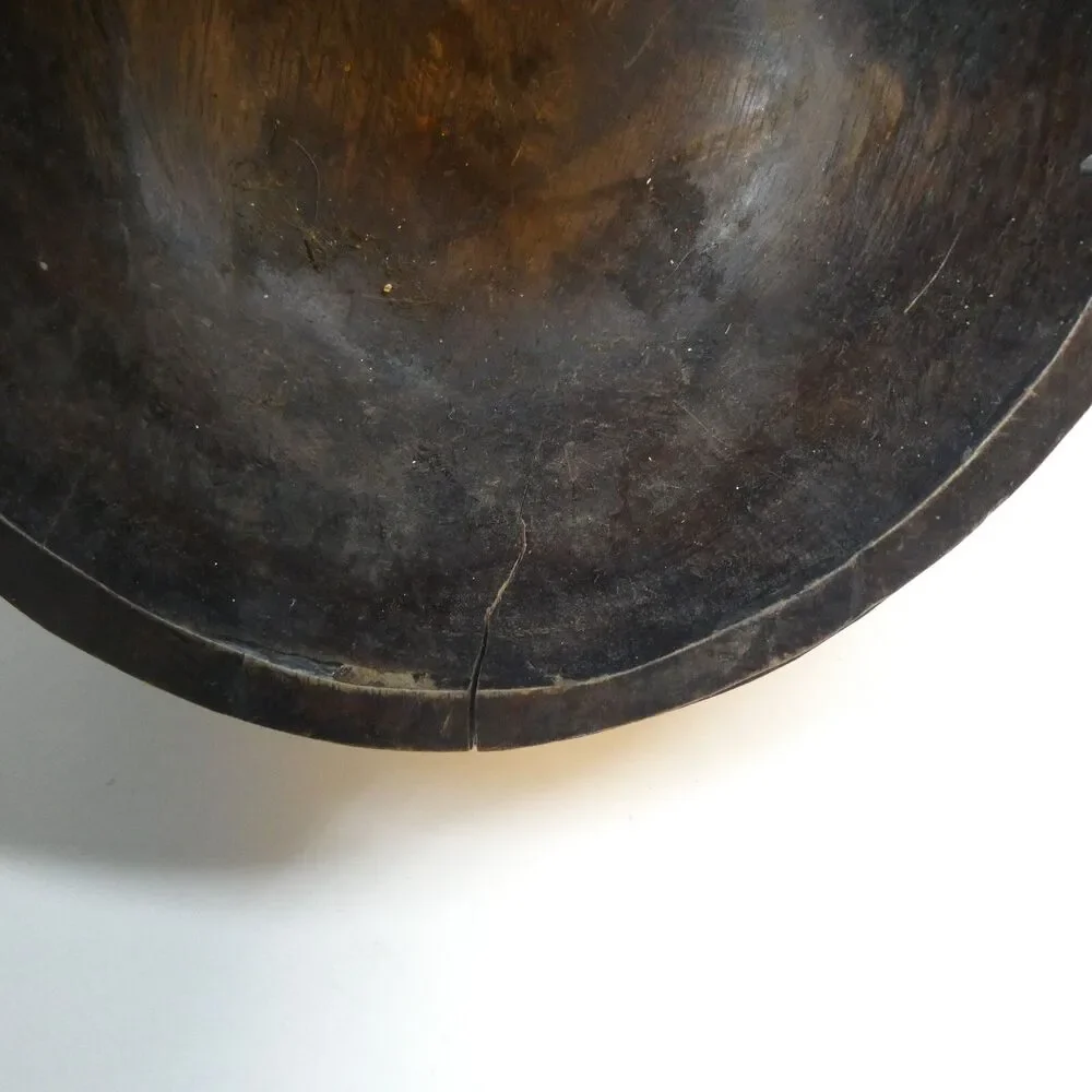 Hand Carved Wooden Face Bowl Mask Lid Vintage MCM Tribal Open Mouth